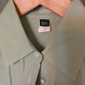 J Crew green button down slim fit